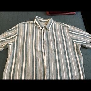 COPY - LL Bean Cool Weave XL teal/white Button down shirt